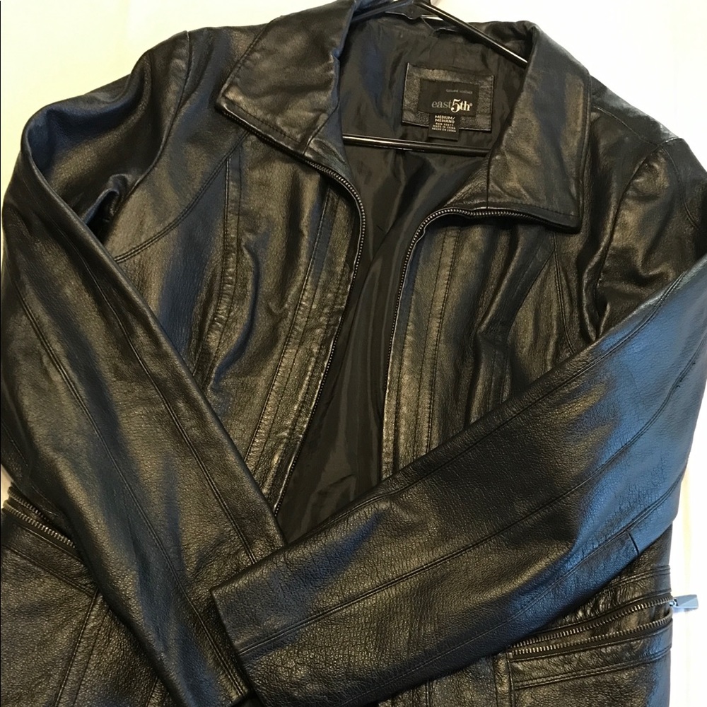 Ladies black leather jacket